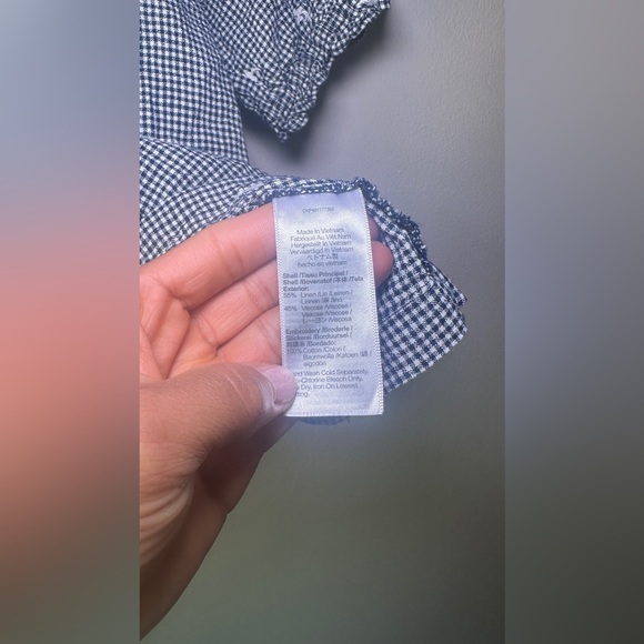 Madewell Gingham Embroidered Puff Sleeve Top Size M - Picture 3 of 4